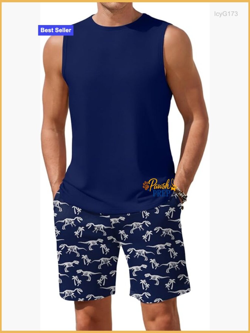 Men's Sleeveless Pajama Set with Shorts, Soft Stretchy Fabric, S-XXL